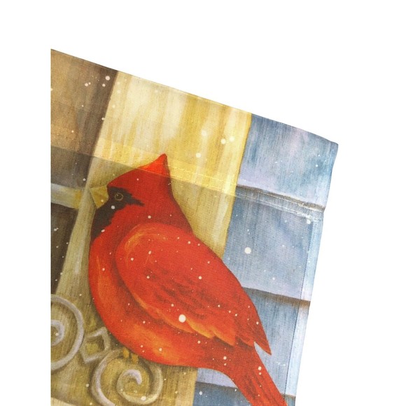 SEASON'S GREETINGS CHRISTMAS GARDEN FLAG SUEDE 12.5" x 18" CARDINAL - Picture 7 of 9